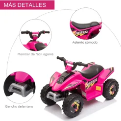 - Quad Eléctrico Batería 6V Rosa*Homcom Best