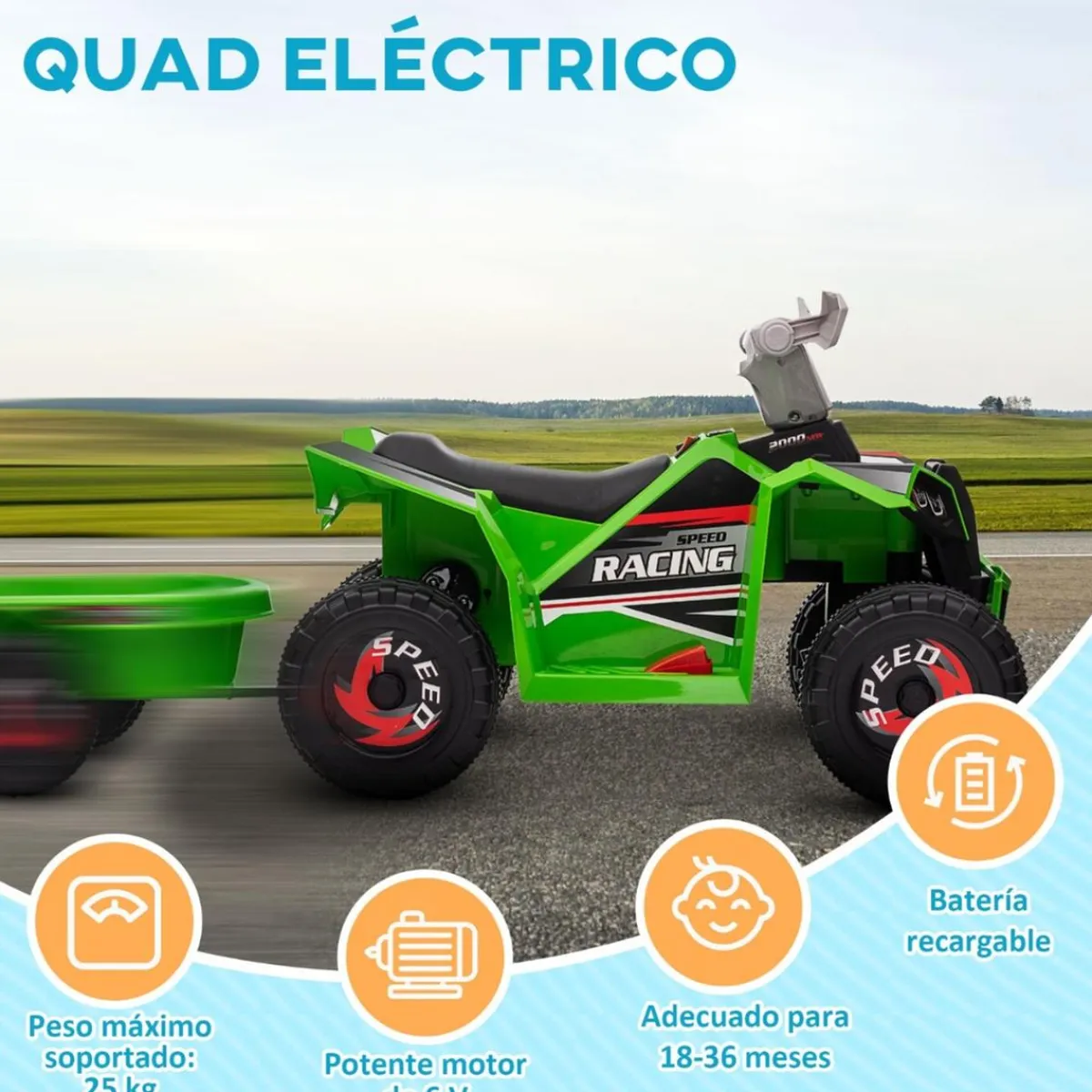 - Quad eléctrico con remolque*Homcom New