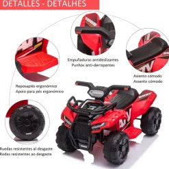 Discount - Quad eléctrico con faros LED rojo Vehículos De Batería O A Pedales