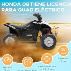 Sale Homcom - Quad eléctrico Honda Negro Vehículos De Batería O A Pedales