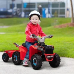 - Quad Eléctrico Rojo con Remolque*Homcom Discount