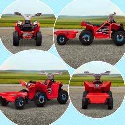 - Quad Eléctrico Rojo con Remolque*Homcom Discount