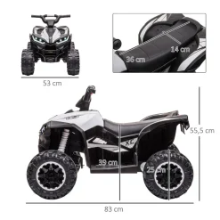 New - Quad eléctrico 12V blanco Vehículos De Batería O A Pedales