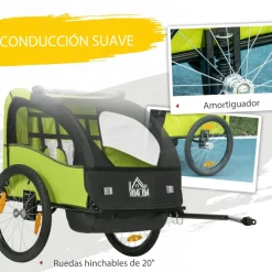 - Remolque para bicicleta Verde*Homcom Hot