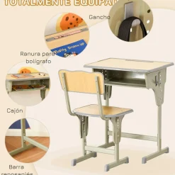 - Set Pupitre + Silla infantil Vintage*Homcom Discount