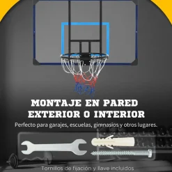Homcom - Tablero con canasta baloncesto para pared Deportes