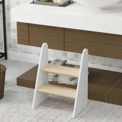 Best Homcom - Taburete 2 peldaños Blanco Estilo De Vida