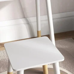 Clearance Homcom - Tocador básico con espejo y taburete madera Blanco Muñecas