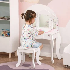 - Tocador de madera con taburete*Homcom Clearance