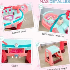 Hot - Tocador infantil con cajón y taburete Muñecas