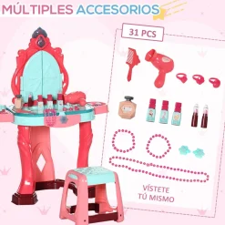 Hot - Tocador infantil con cajón y taburete Muñecas