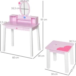 - Tocador Infantil con Taburete y Espejo*Homcom Best