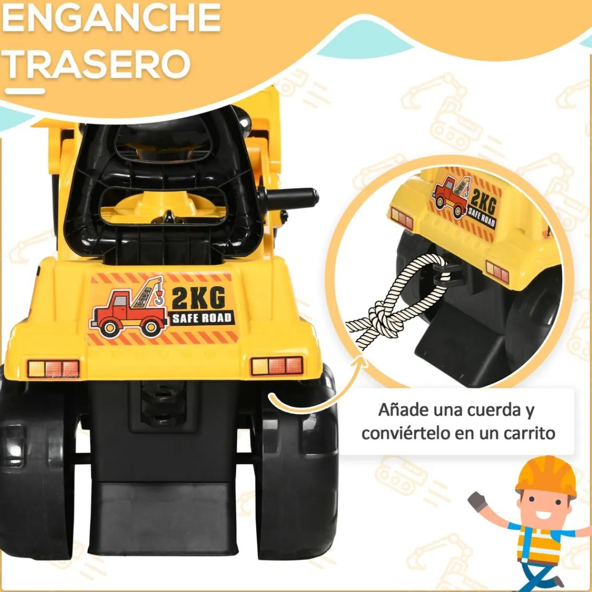 - Tractor correpasillos sin pedales amarillo*Homcom