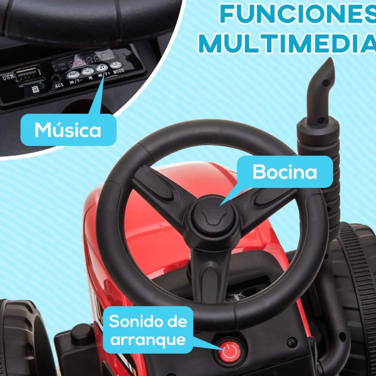 - Tractor elécrico Rojo*Homcom