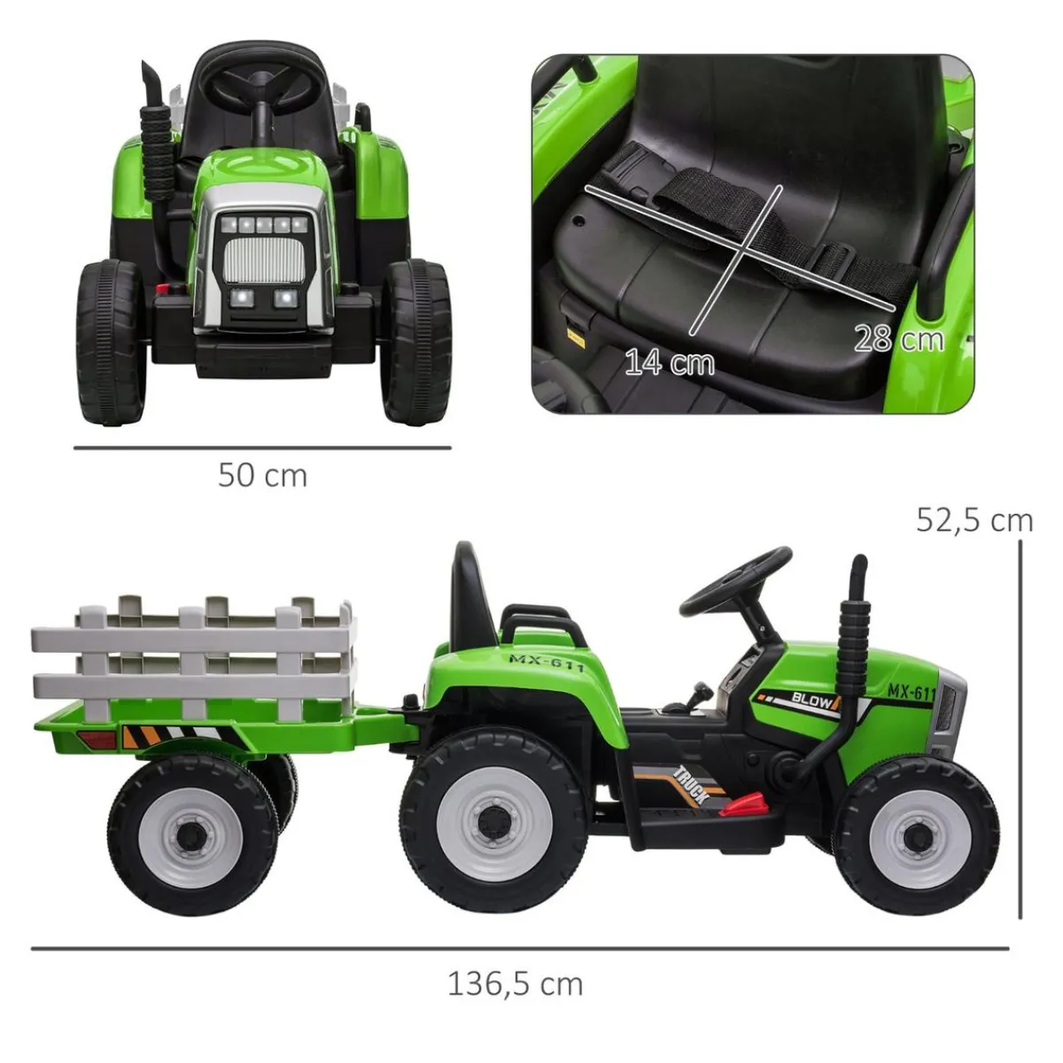 - Tractor elécrico Verde*Homcom Clearance