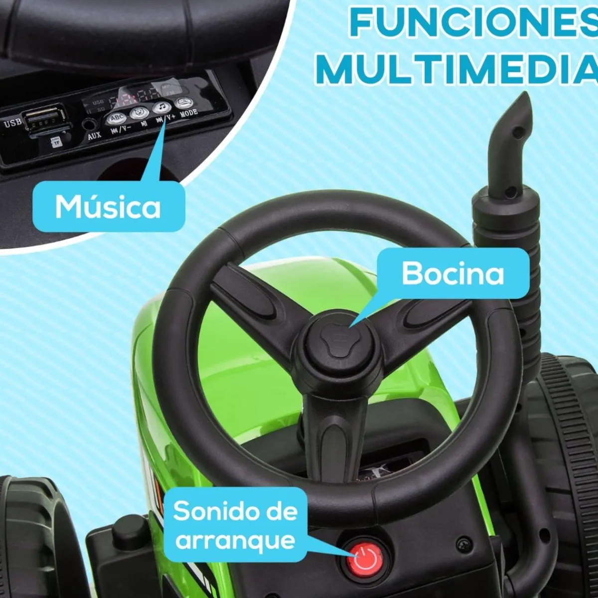 - Tractor elécrico Verde*Homcom Clearance