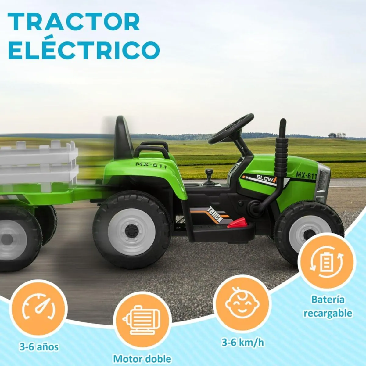 - Tractor elécrico Verde*Homcom Clearance