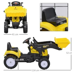 Outlet - Tractor excavadora a pedales amarillo Vehículos De Batería O A Pedales