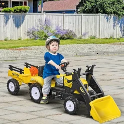 - Tractor excavadora a pedales con remolque amarillo*Homcom