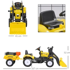 - Tractor excavadora a pedales con remolque amarillo*Homcom