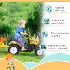- Tractor excavadora a pedales con remolque amarillo*Homcom