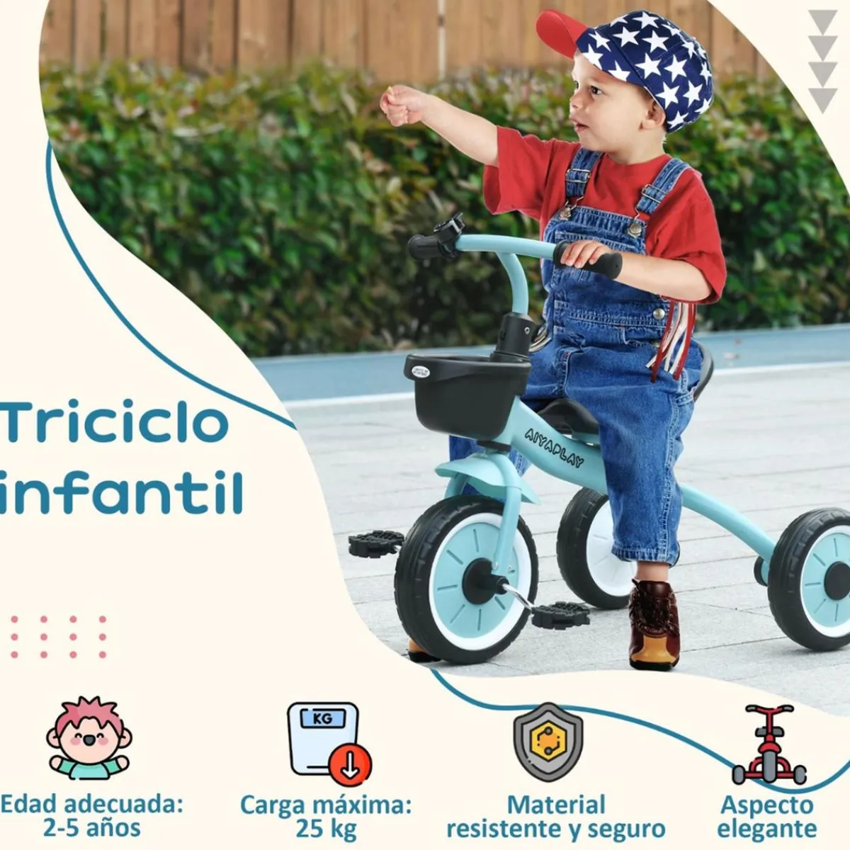 - Triciclo infantil Azul*Homcom Best