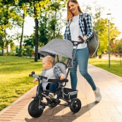 Hot - Triciclo para bebé con capota Gris Motos Y Triciclos