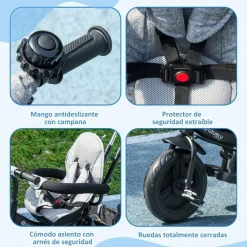 Hot - Triciclo para bebé con capota Gris Motos Y Triciclos