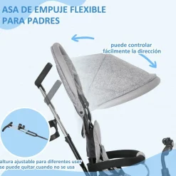 Hot - Triciclo para bebé con capota Gris Motos Y Triciclos