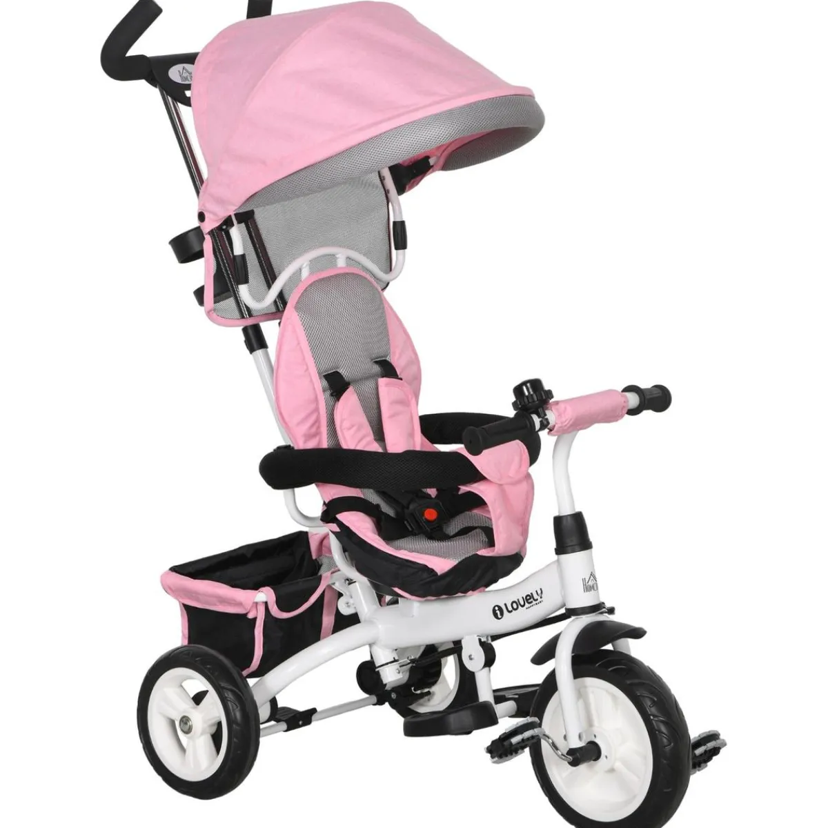 - Triciclo para bebé con capota Rosa*Homcom Discount