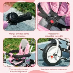 - Triciclo para bebé con capota Rosa*Homcom Discount