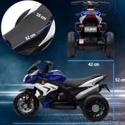 Clearance - Trimoto eléctrica infantil Negro/Azul Vehículos De Batería O A Pedales