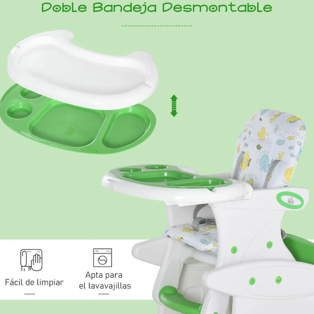 - Trona 3 en 1 verde*Homcom Best