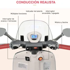 Online - Vespa blanca Vehículo de batería Vehículos De Batería O A Pedales