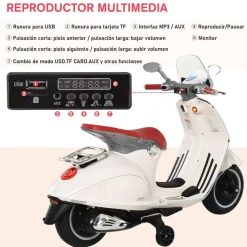 Online - Vespa blanca Vehículo de batería Vehículos De Batería O A Pedales