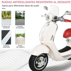 Online - Vespa blanca Vehículo de batería Vehículos De Batería O A Pedales