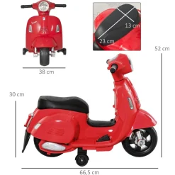 - Vespa roja Vehículo de batería Vehículos De Batería O A Pedales
