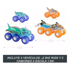 Outlet Hot Wheels - Monster Trucks Power Smashers Multipack Vehículos Y Circuitos