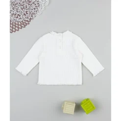 Online Jersey de niña en canalé blanco Recién Nacido·Ropa Y Accesorios|Ropa Y Accesorios·Punto