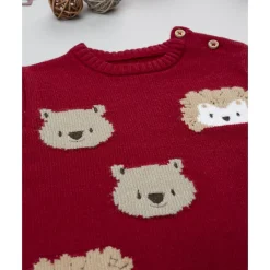 Jersey de niño rojo con bordados de animales*Prenatal New