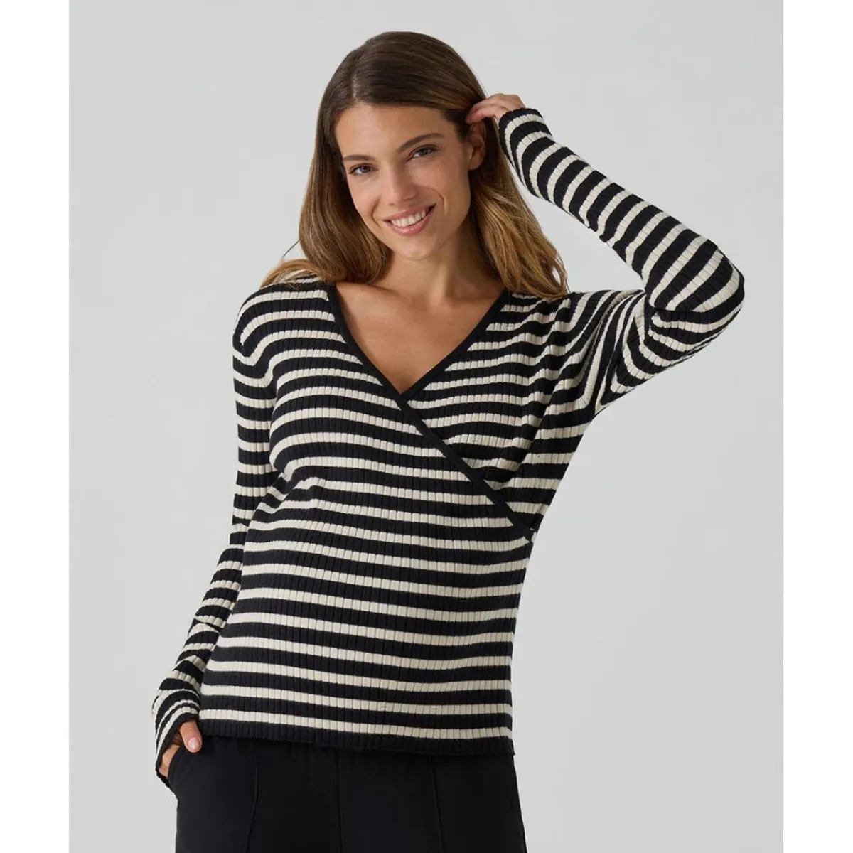 Jersey lactancia a rayas negro y beige*Prenatal Discount