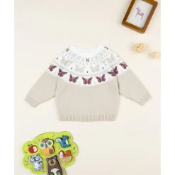 Clearance Jersey niña beige con mariposas Niña·Bebé Niña 3-36 Meses|Bebé Niña 3-36 Meses·Jerséis Y Cardigans