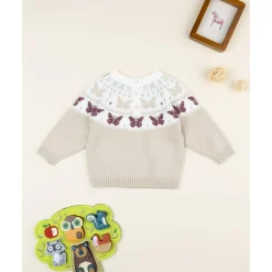 Clearance Jersey niña beige con mariposas Niña·Bebé Niña 3-36 Meses|Bebé Niña 3-36 Meses·Jerséis Y Cardigans