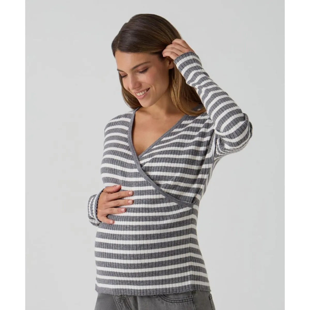 Clearance Jersey premamá a rayas grises Premamá·Moda|Moda·Prendas De Punto