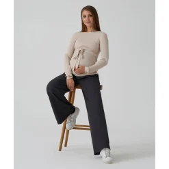 Outlet Jersey premamá beige de punto canalé con cordón ajustable Premamá·Moda|Moda·Prendas De Punto