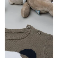 Outlet Jersey tricot bebé marrón con perrito Niño·Bebé Niño 3-36 Meses|Bebé Niño 3-36 Meses·Jerséis Y Cardigans