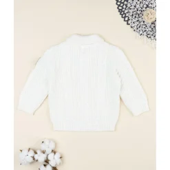 Jersey tricot blanco con parche en la manga para niño*Prenatal Sale