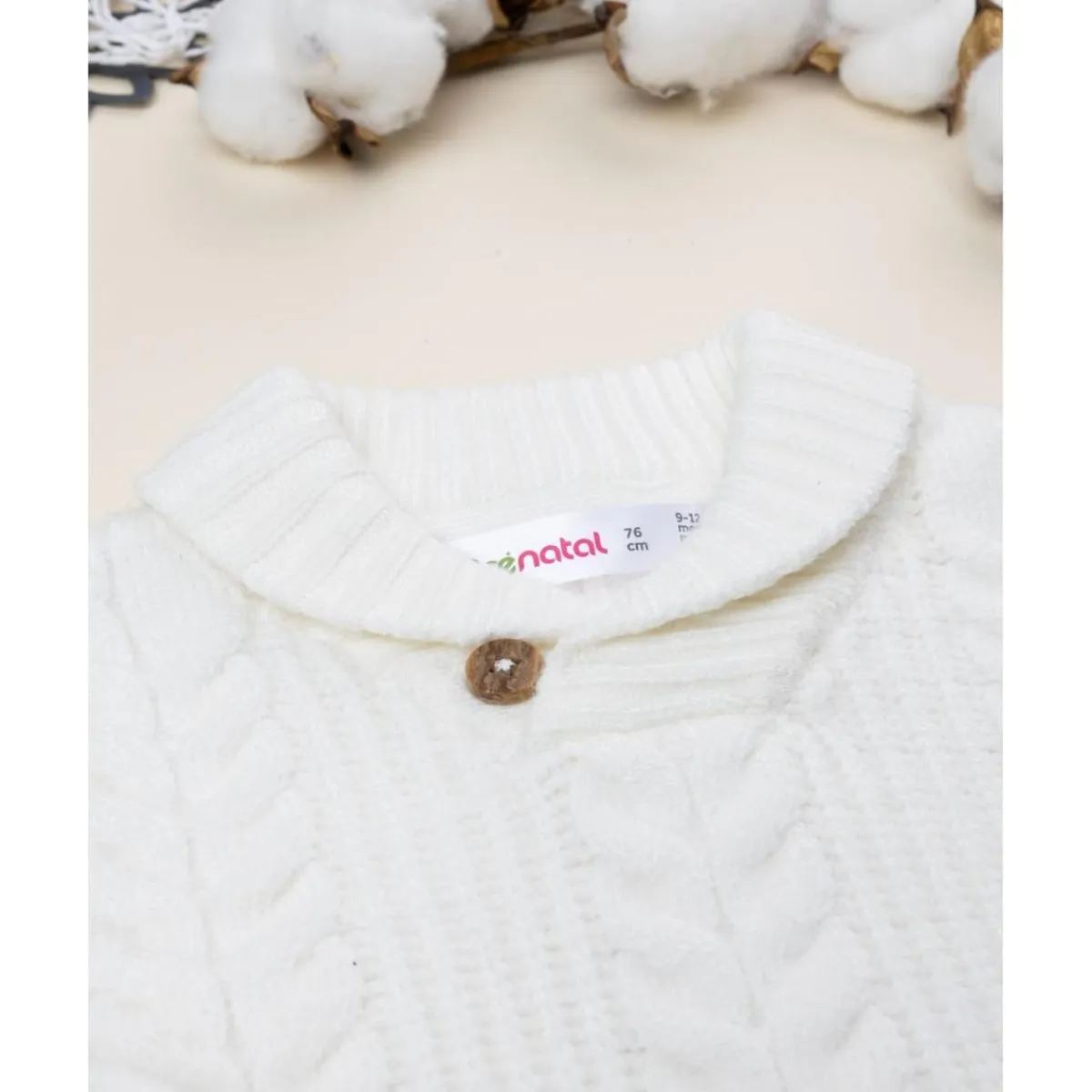 Jersey tricot blanco con parche en la manga para niño*Prenatal Sale