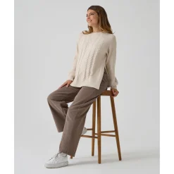 Jersey tricot premamá beige con textura trenzada*Prenatal Clearance