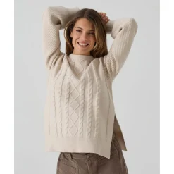 Jersey tricot premamá beige con textura trenzada*Prenatal Clearance